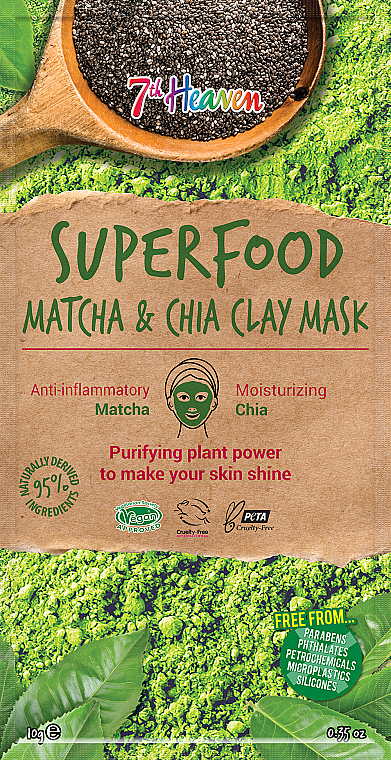 Gesichtsmaske aus Ton - 7th Heaven Superfood Matcha Chia Clay Mask — Bild N1