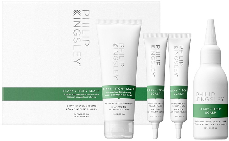 Haarpflegeset - Philip Kingsley Flaky/Itchy Scalp 8-Day Kit (Haarmaske 2x20ml + Haarshampoo 75ml + Haartonikum 75ml) — Bild N1