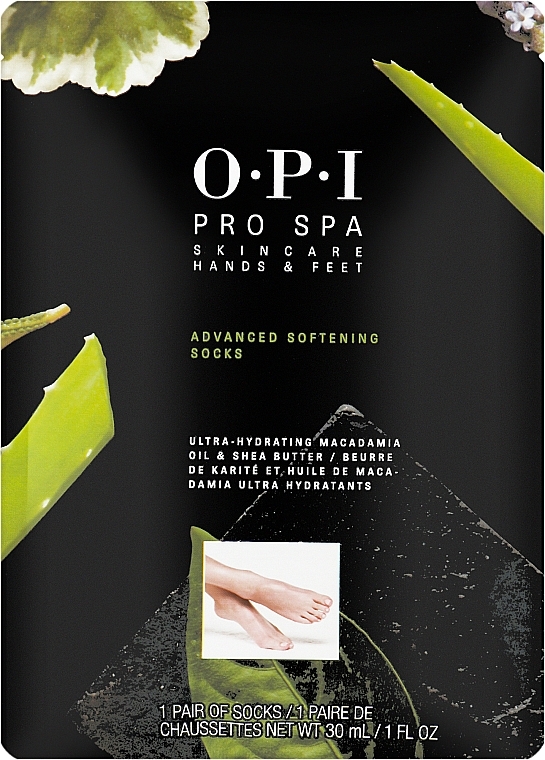 Weichmachende und feuchtigkeitsspendende Fußmaske mit Macadamiaöl und Sheabutter - O.P.I ProSpa Advanced Softening Socks