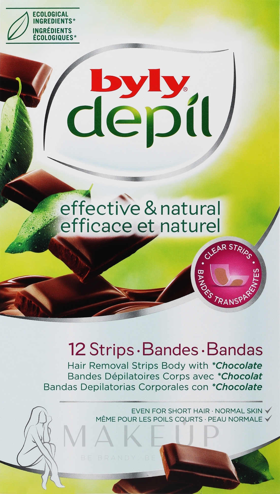 Enthaarungswachsstreifen mit Schokolade für den Körper - Byly Depil Chocolate Hair Removal Strips Body — Foto 12 St.