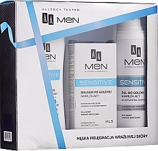 Gesichtspflegeset - AA Men Sensitive (Rasiergel 200ml + After Shave Balsam 100ml + Duschgel 400ml) — Bild N1