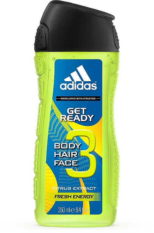 Adidas Get Ready for Him - 3in1 Duschgel für Körper, Haare und Gesicht mit Zitrusextrakt