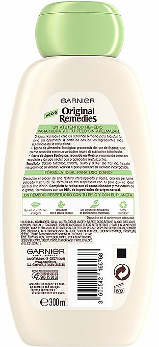 Feuchtigkeitsspendendes Shampoo mit Mandelmilch - Garnier Original Remedies Almond Milk Shampoo — Bild N2
