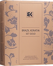 Düfte, Parfümerie und Kosmetik Haarpflegeset - Brazil Keratin Anti Frizz Gold (Shampoo 300ml + Conditioner 300ml + Haarelixier 100ml)