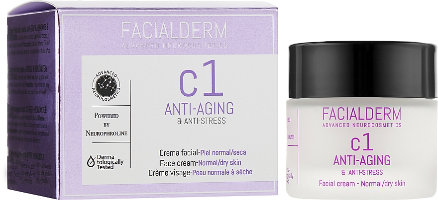 Creme gegen Alterung und Stress, für normale und trockene Haut - Facialderm C1 Anti-Age And Anti-Stress Cream — Bild N2