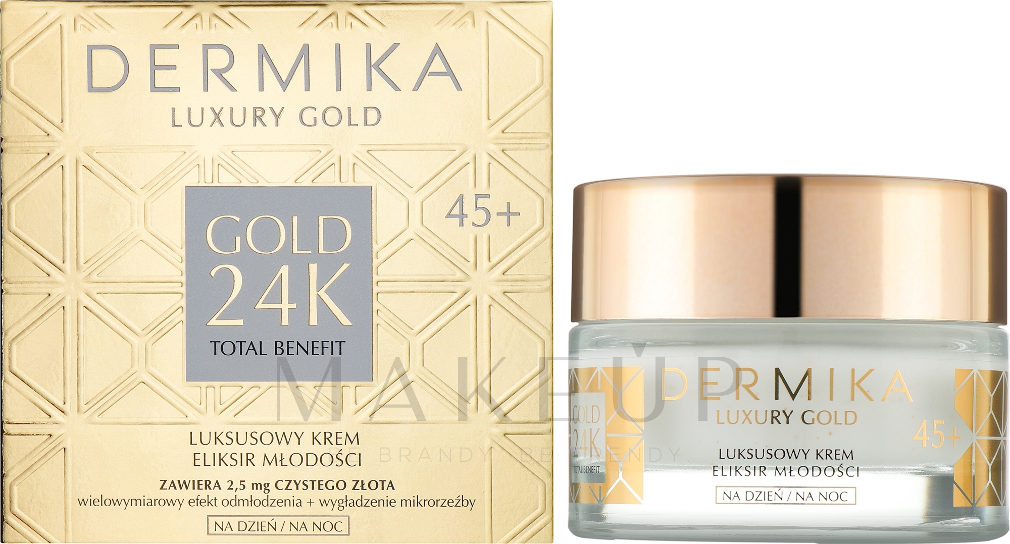 Anti-Aging Gesichtscreme mit 24-Karat-Goldpartikeln 45+ - Dermika Gold 24K Face Cream 45+ — Bild 50 ml