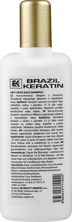 Shampoo für geschädigtes Haar mit Keratin - Brazil Keratin Anti Frizz Gold Shampoo — Bild N2