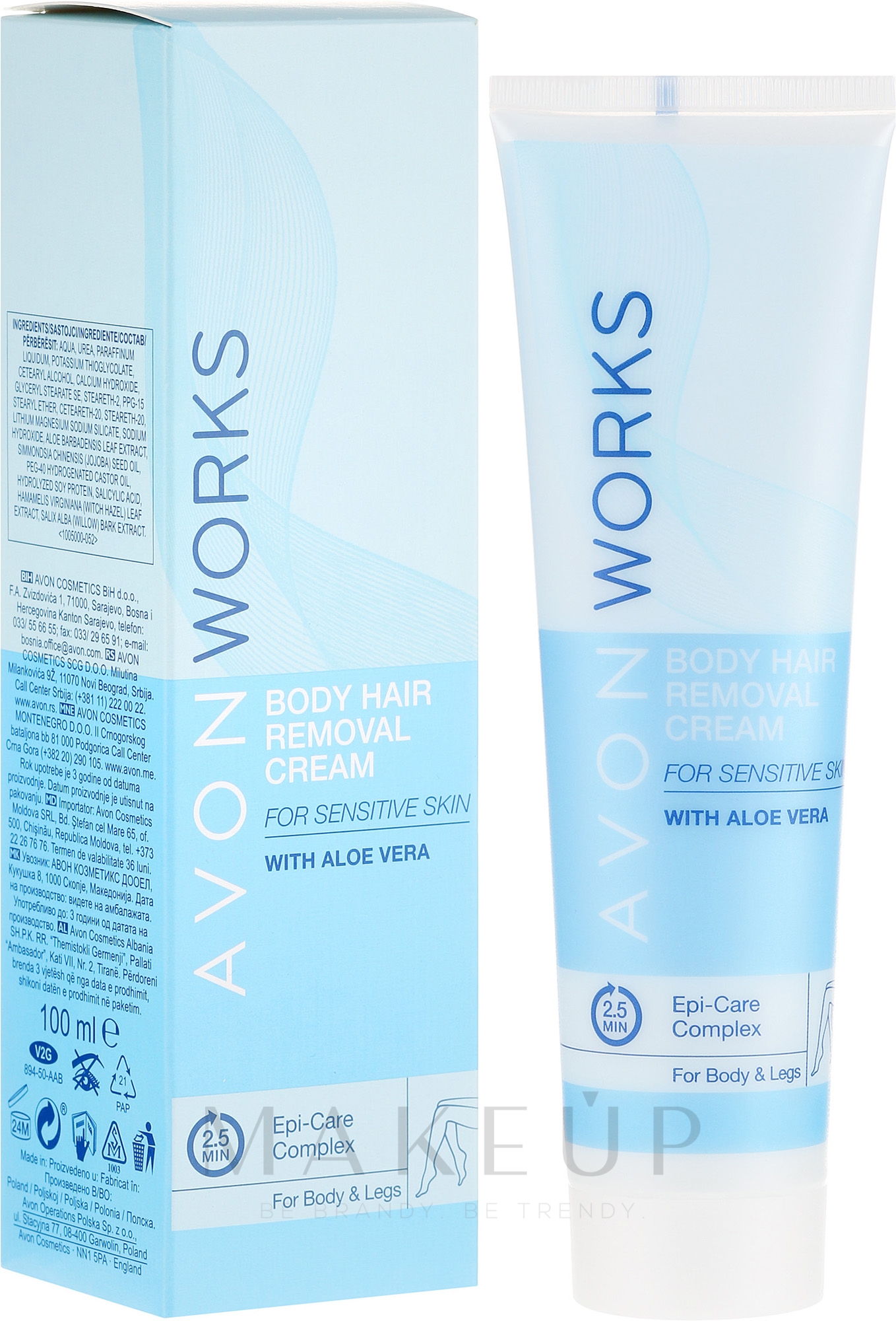 Enthhaarungscreme für empfindliche Haut mit Aloe Vera - Avon Works Body Hair Removal Cream — Bild 100 ml