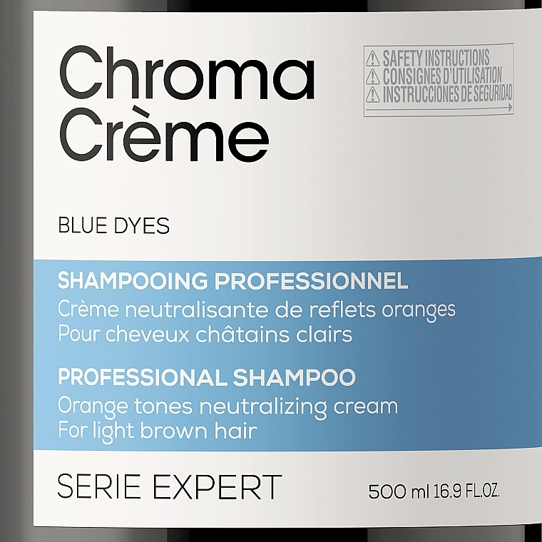 Shampoo für hellbraunes Haar mit blauen Farbpigmenten zur Neutralisierung von Orangetönen - L'Oreal Professionnel Serie Expert Chroma Creme Professional Shampoo Blue Dyes — Bild N8