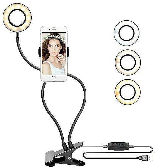 LED-Ringlampe - Rio-Beauty Lampa Led + Uchwyt Uniwersalny Ring Selfie Lampka 12w — Bild N1