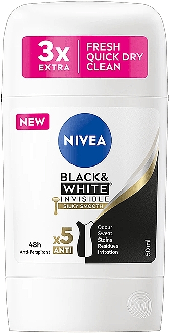 Antitranspirantstift - NIVEA Black & White Invisible Silky Smooth Deodorant — Bild N1