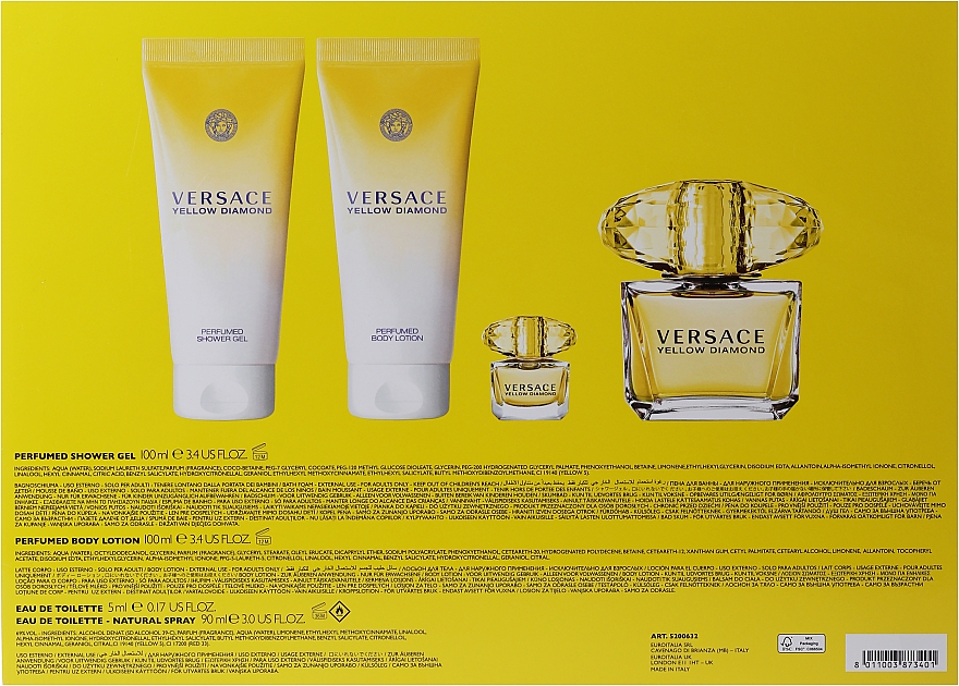 Versace Yellow Diamond - Duftset (Eau de Toilette 90ml + Eau de Toilette 5ml + Körperlotion 100ml + Duschgel 100ml) — Bild N7