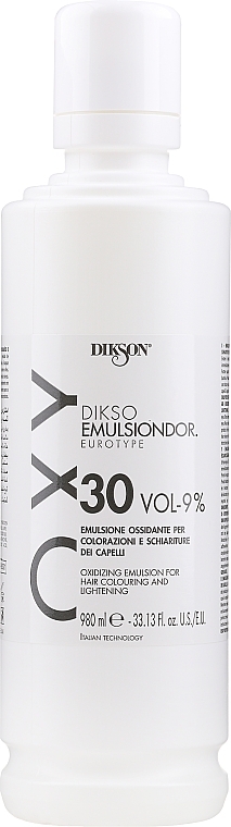 Oxidationsemulsion 9% - Dikson Oxy Oxidizing Emulsion For Hair Colouring And Lightening 30 Vol-9% — Bild N1