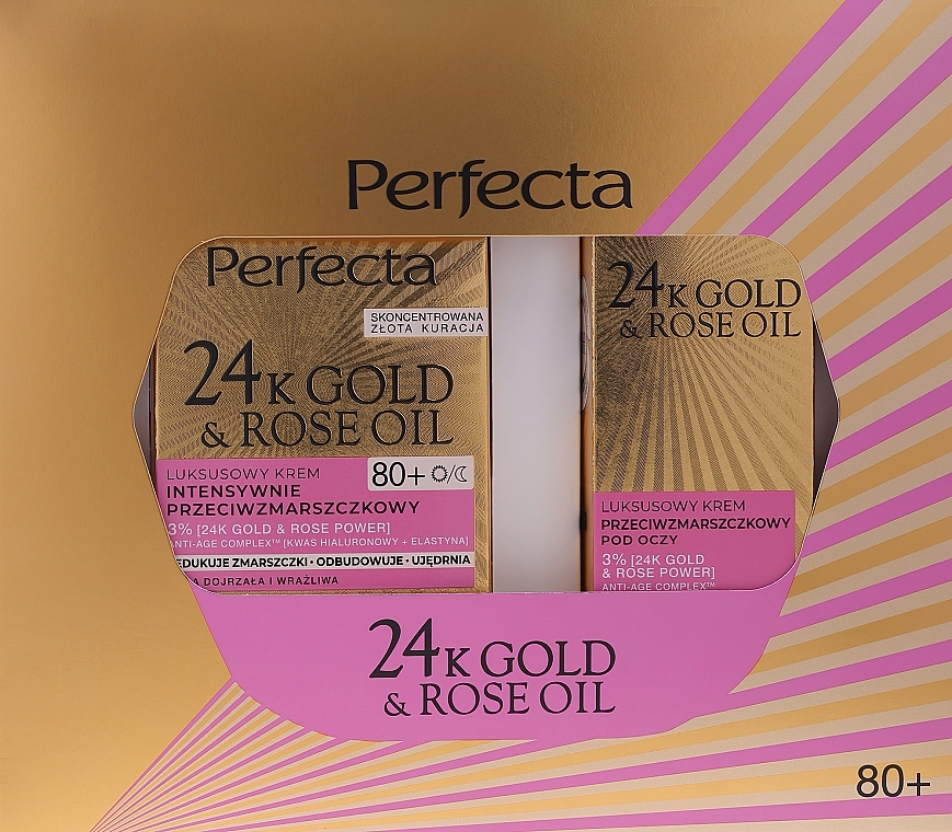 Set - Perfecta 24K Gold & Rose Oil 80+ (Gesichtscreme 50 ml + Augencreme 15 ml) — Bild N1