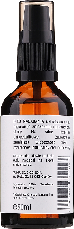 Natürliches raffiniertes Macadamiaöl gegen Cellulite und Dehnungsstreifen - NaturalME (mit Pumpenspender) — Bild N2