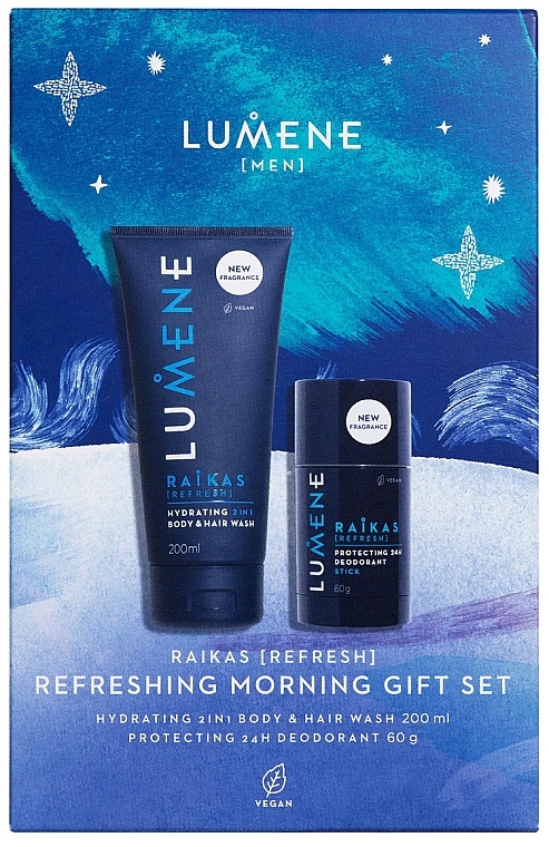 Körperpflegeset - Lumene Men Refreshing Morning Gift Box (Duschgel-Shampoo 200ml + Deostick 60g) — Bild N1