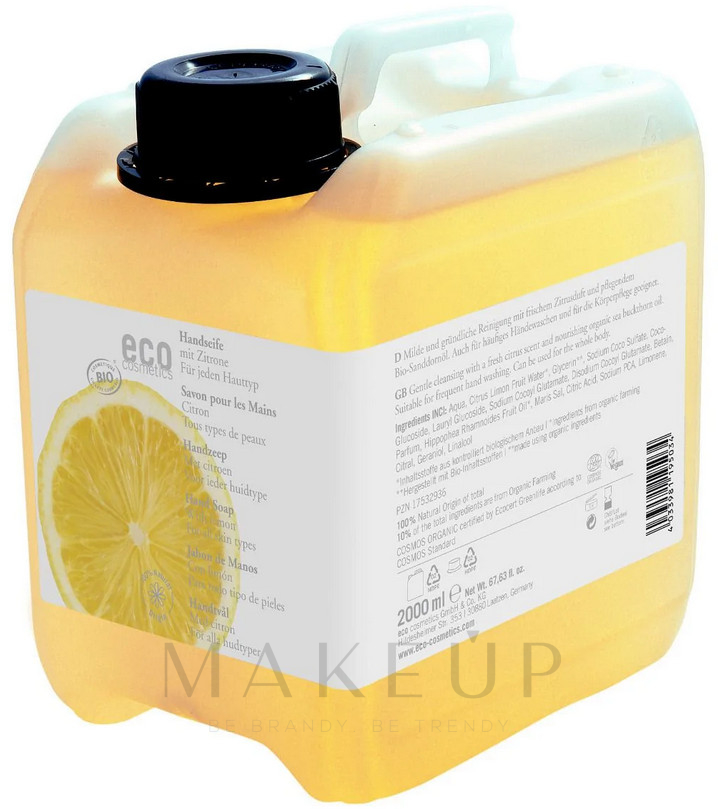 Flüssigseife mit Zitronenöl - Eco Cosmetics Eco Hand Soap With Lemon  — Bild 2000 ml