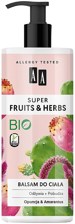 Nährende und stimulierende Körperlotion mit Feigenkaktus und Amaranth - AA Super Fruits & Herbs