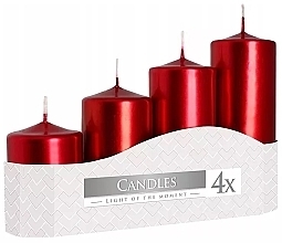 Düfte, Parfümerie und Kosmetik Zylindrische Kerzen metallisches Rot 4 St. - Bispol