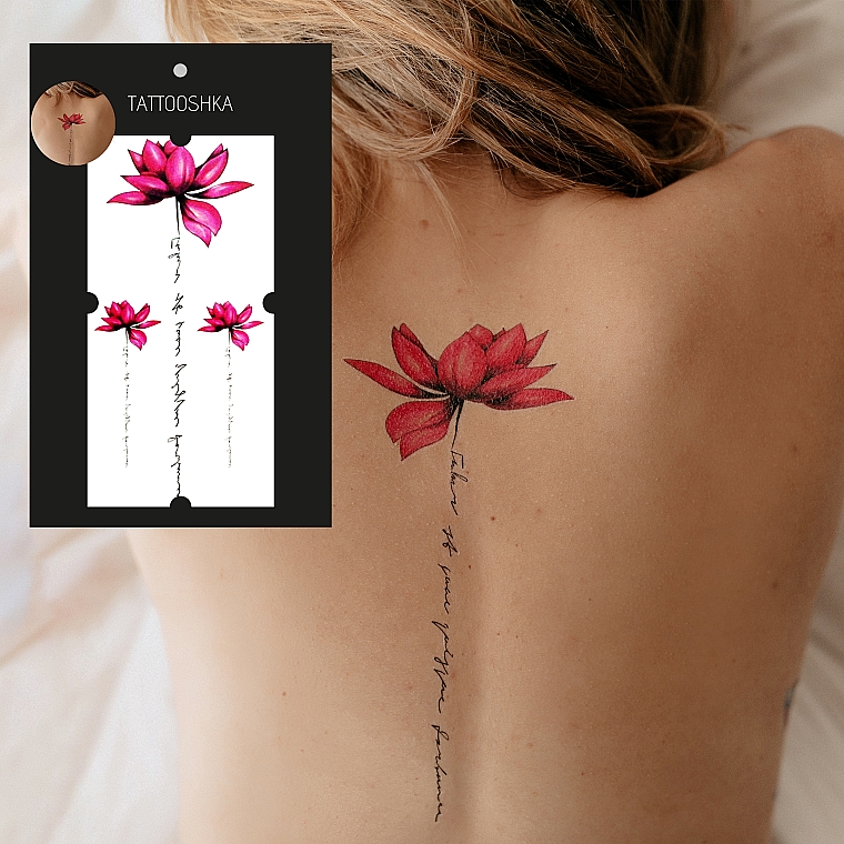 Abwaschbares Tattoo Farbige Lotusblumen - Tattooshka — Bild N4