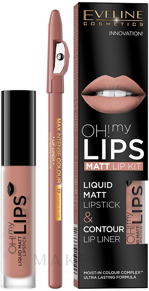Eveline Cosmetics Oh! My Lips (Lippenstift 4.5g + Lippenkonturenstift 1g) - Make-up Set — Foto 01 - Neutral Nude