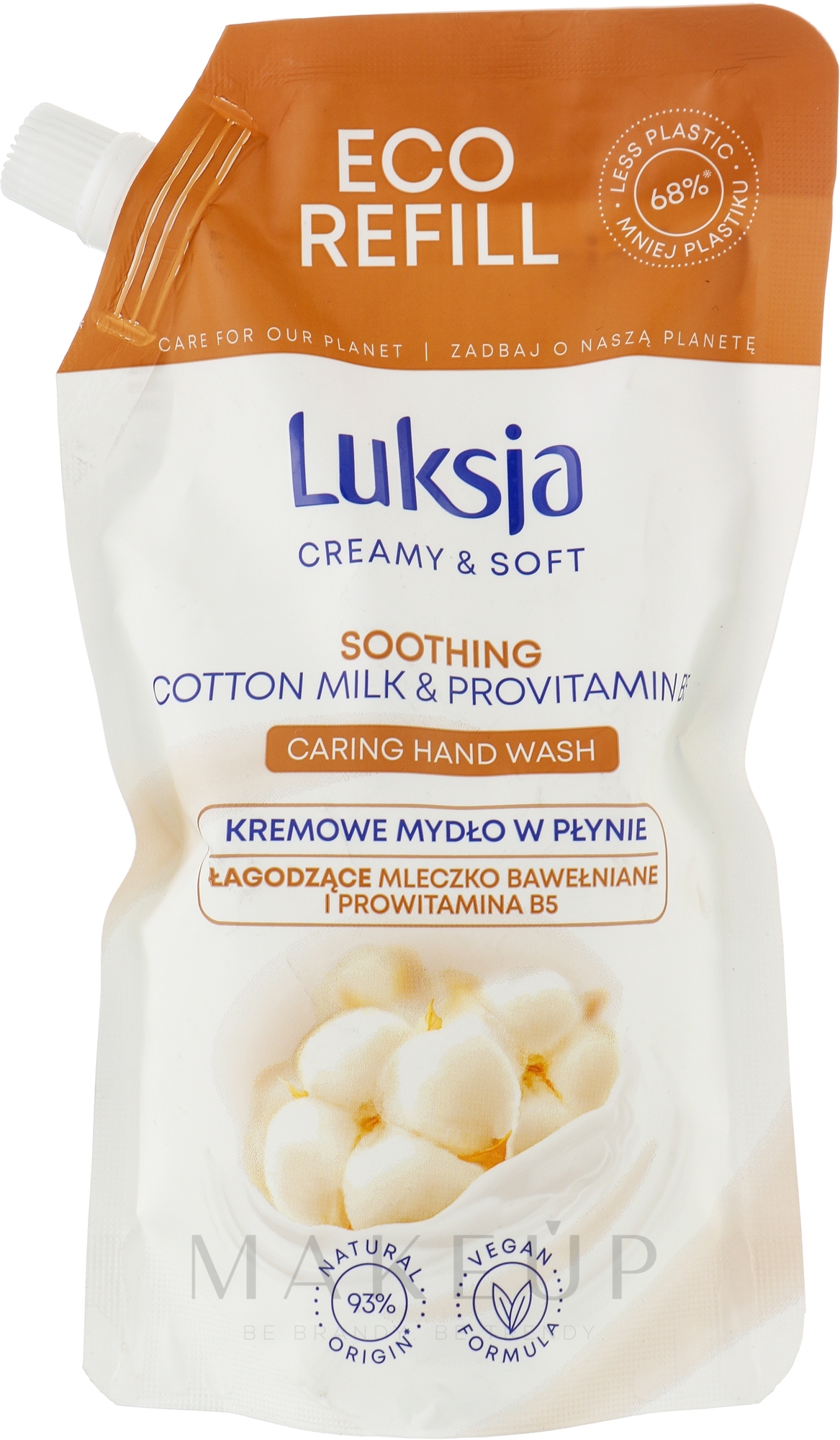 Flüssige Handseife mit Baumwollextrakt - Luksja Creamy & Soft Cotton milk & Provitamin B5 Hand Wash (Doypack) — Bild 400 ml