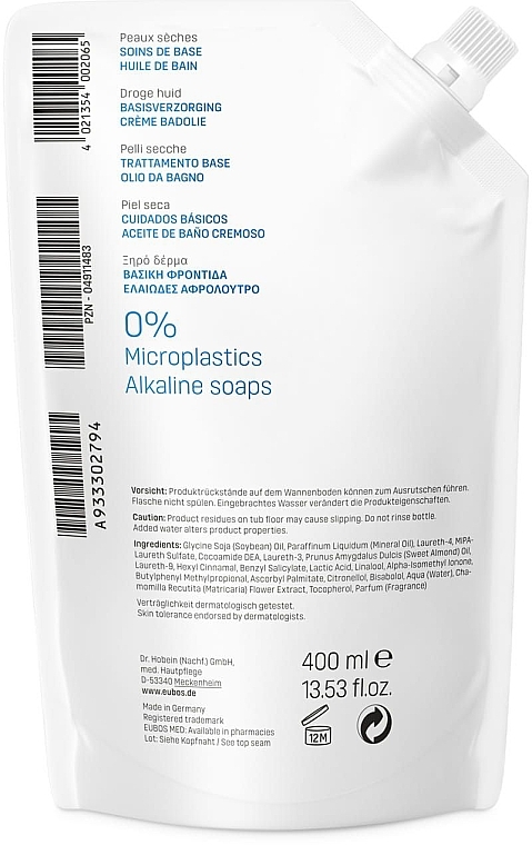 Badeöl-Creme - Eubos Med Basic Skin Care Cream Bath Oil Refill (Refill)  — Bild N2