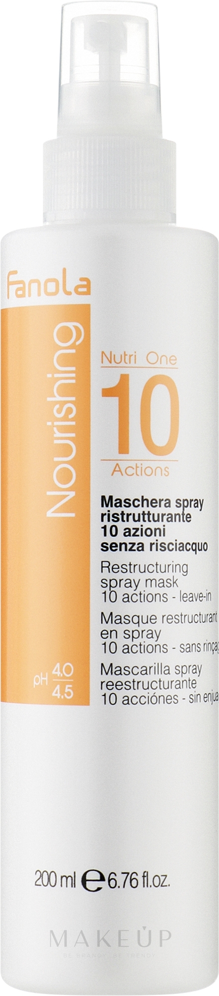 Nährende und restrukturierende Haarmaske in Sprayform ohne Ausspülen - Fanola Nourishing Nutri One 10 Actions Restructuring Spray Mask — Bild 200 ml