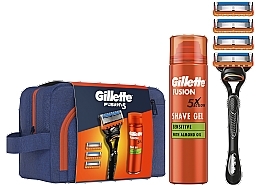 Set - Gillette Fusion 5 (Rasiergel/200 ml + Rasierer/1 St. + Rasierklingen/4 St. + Kosmetiktasche/1 St.) — Bild N2