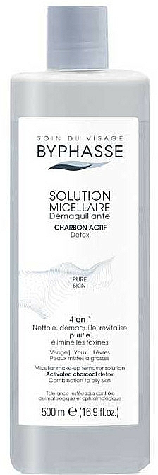 Mizellen-Reinigungswasser mit Aktivkohle für fettige und Mischhaut - Byphasse Micellar Make-Up Remover Solution With Activated Charcoal