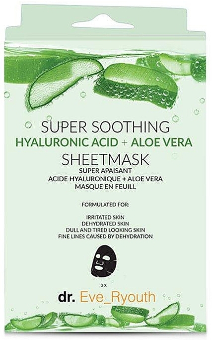 Tuchmaske für das Gesicht mit Hyaluronsäure und Aloe - Dr. Eve_Ryouth Super Soothing Hyaluronic Acid+Aloe Vera Mask  — Bild N1