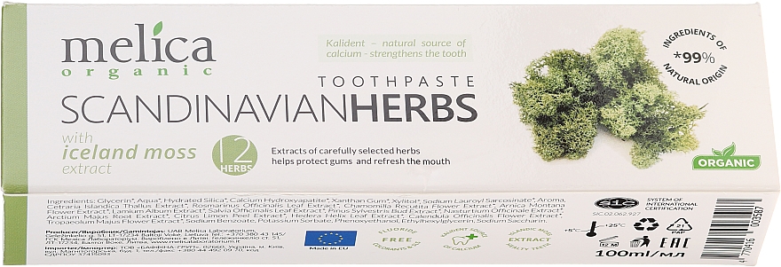 Zahnpasta Skandinavische Kräuter mit Islandmoosextrakt - Melica Organic Toothpaste Scandinavian Herbs With Iceland Moss Extract