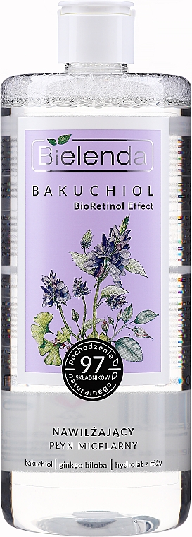 Beruhigendes und regenerierendes Mizellenwasser mit Bakuchiol, Ginkgo Biloba und Rosenhydrolat - Bielenda Bakuchiol BioRetinol Effect — Bild N1