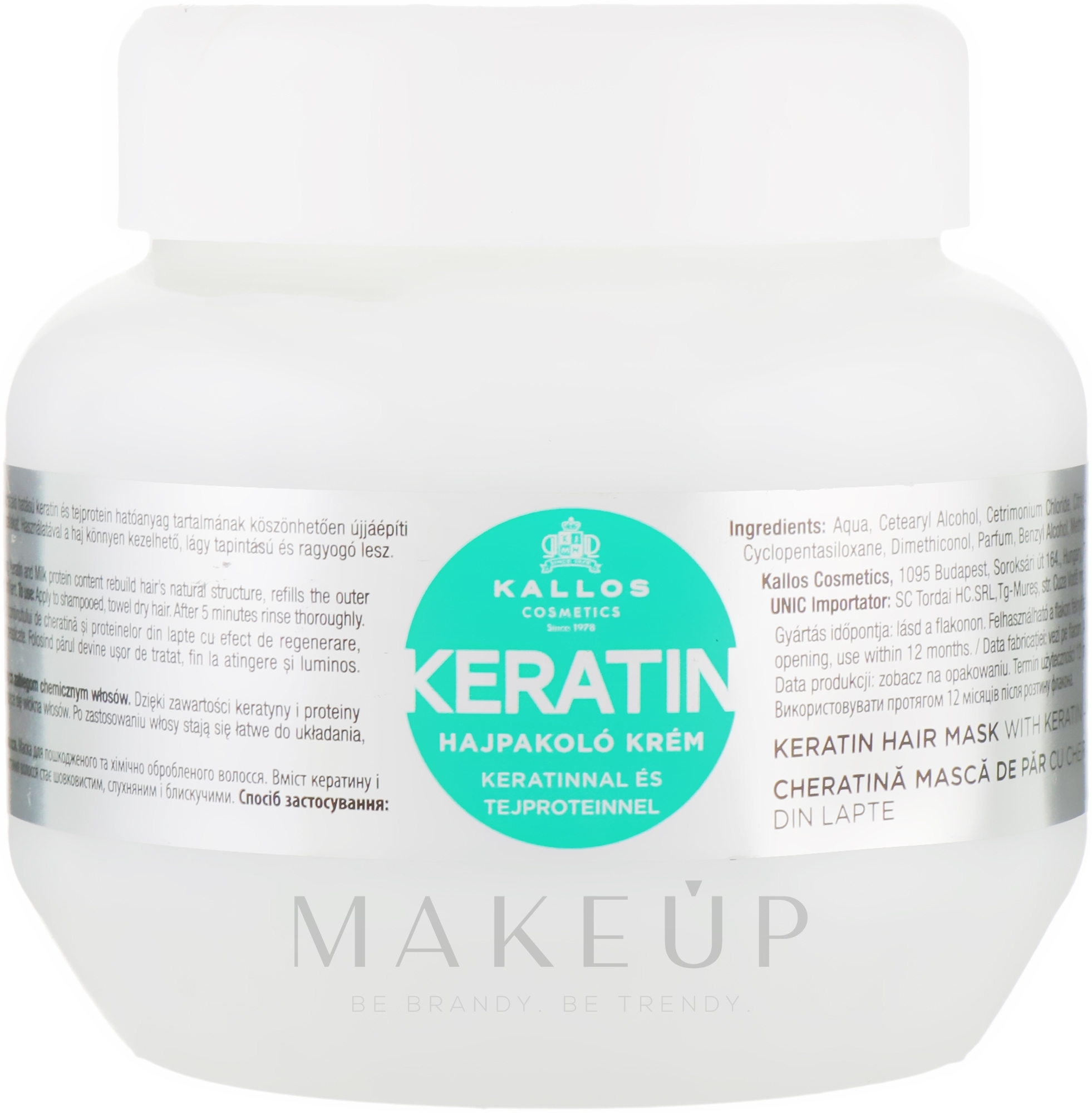 Haarmaske mit Keratin und Milchproteinen - Kallos Cosmetics Keratin Hair Mask — Bild 275 ml