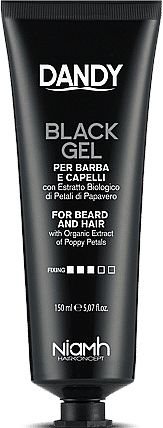 Schwarzgel für Bart und Haare mit Mohnblütenextrakt - Niamh Hairconcept Dandy Black Gel — Bild N1