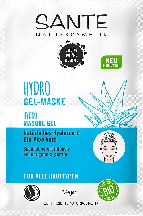 Hydrogelmaske mit Hyaluronsäure und Aloe Vera - Sante Hydro Gel-Mask Hyaluron & Aloe Vera — Bild N1