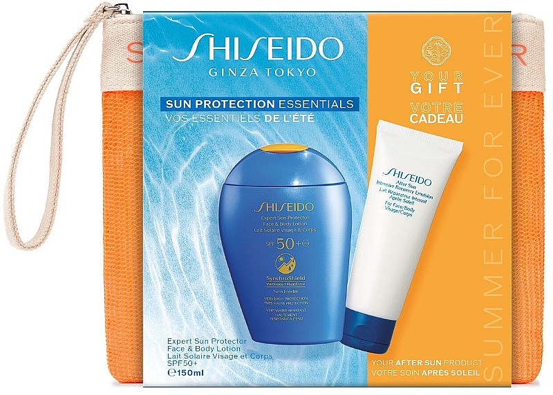 Set - Shiseido Sun Protection Essentials (Gesichts- und Körperlotion 150ml + After Sun Emulsion 75ml + Kosmetiktasche) — Bild N2