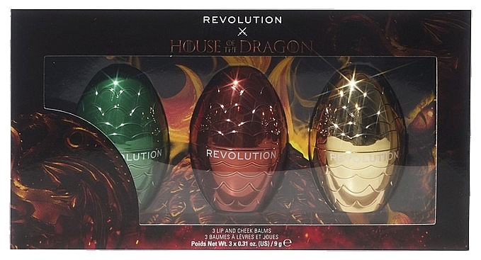 Set - Makeup Revolution X House Of Dragon Dragon Egg Lip And Cheek Balm Set (Balsam/3x9g) — Bild N1