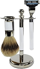 Düfte, Parfümerie und Kosmetik Set - Golddachs Pure Badger, Mach3 Metal Chrome Acrylic (sh/brush + razor + stand)