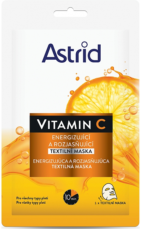 Aufhellende Tuchmaske für das Gesicht mit Vitamin-C - Astrid Vitamin C Energizing And Brightening Textile Mask — Bild N1