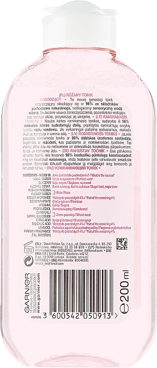 Beruhigendes Gesichtsreinigungstonikum mit Rosenwasser - Garnier Skin Naturals Botanical Rose Water Milk — Bild N2