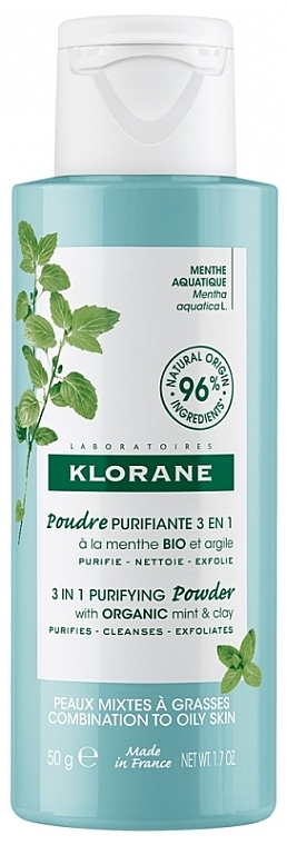 Gesichtsreinigungspulver - Klorane 3 in 1 Purifying Powder with Organic Mint and Clay — Bild N1