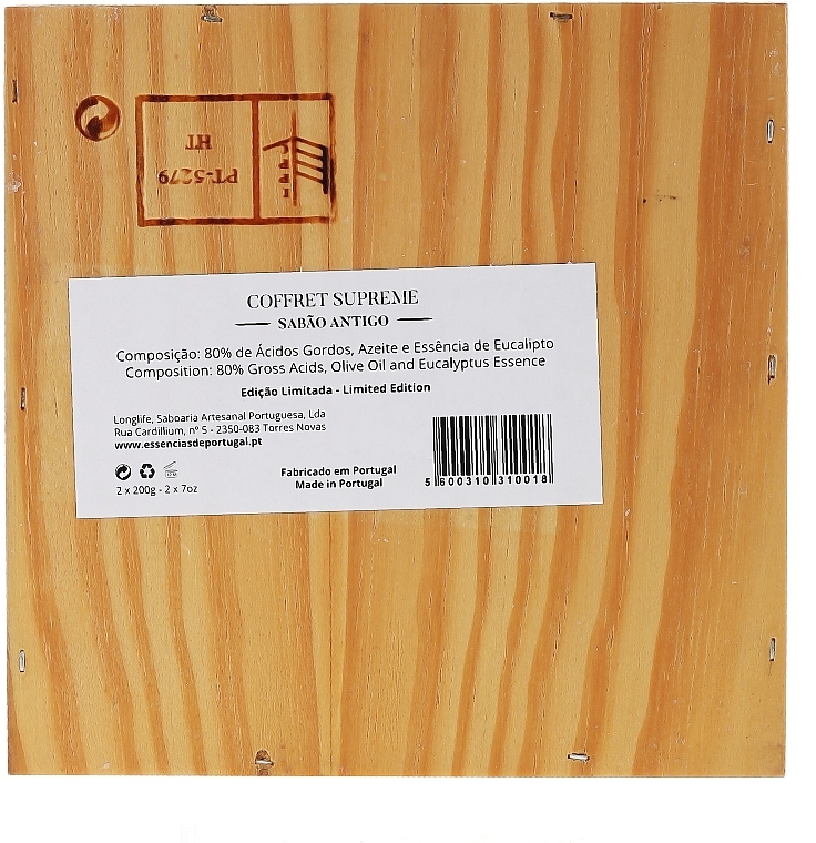 Naturseifen-Geschenkset - Essencias De Portugal Supreme Ancient Soaps Wooden Box Limited Edition (Handgemachte Naturseifen 2x200g + Handtuch) — Bild N2