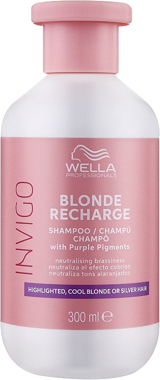 Shampoo gegen Gelbstich für kühle Blondtöne - Wella Professionals Invigo Blonde Recharge Color Refreshing Shampoo — Bild N1