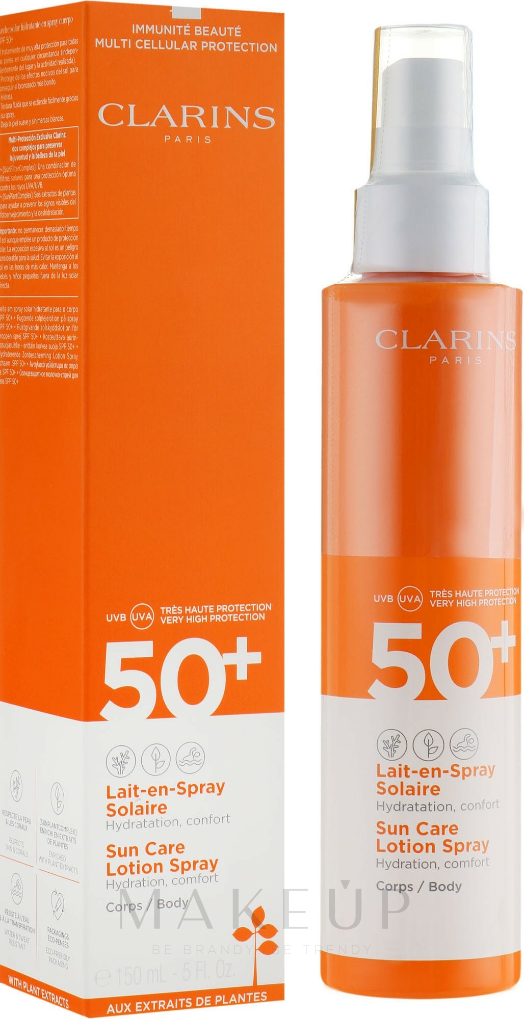 Cremige Sonnenschutzspray SPF 50+ - Clarins Lait-en-Spray Solaire Corps SPF 50+ — Bild 150 ml