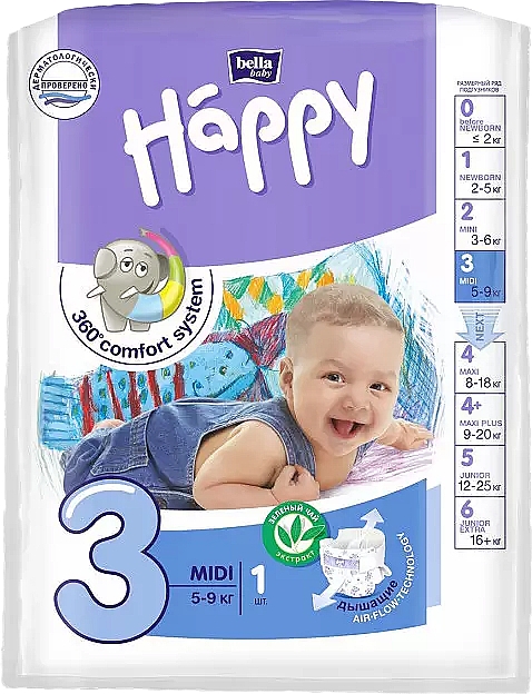 Babywindeln 5-9 kg Größe 3 1 St. - Bella Baby Happy — Bild N1