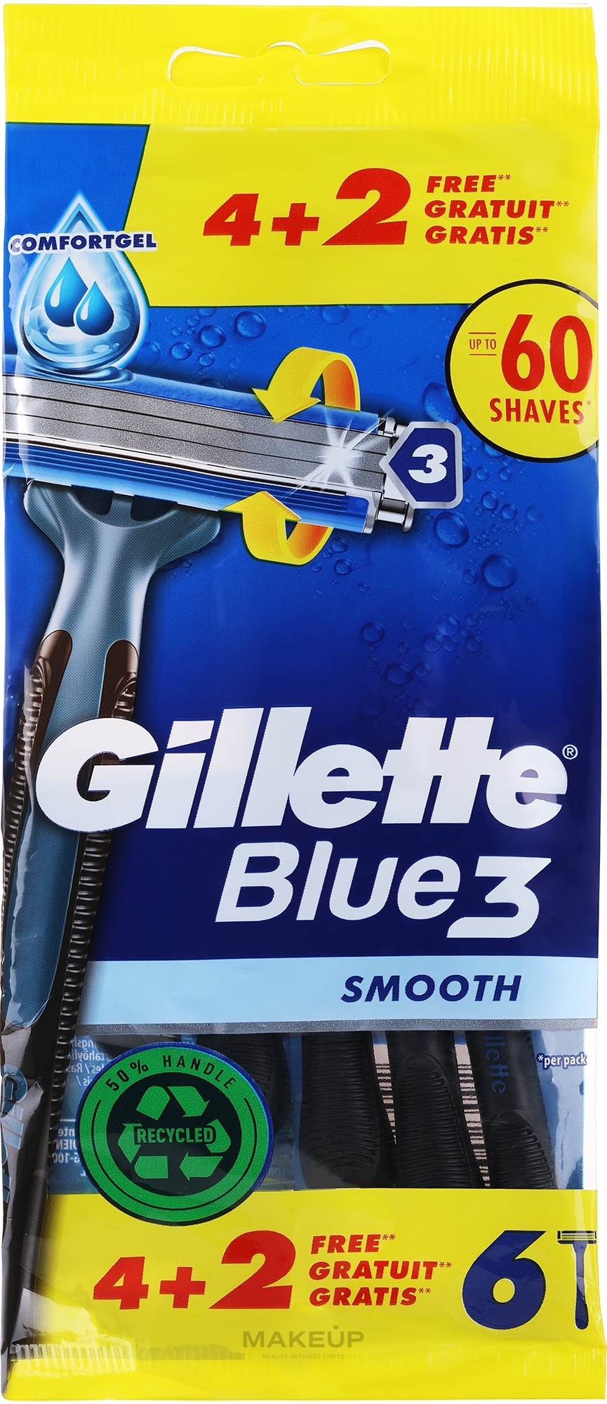 Einwegrasierer 4+2 St. - Gillette Blue 3 Smooth — Bild 6 St.