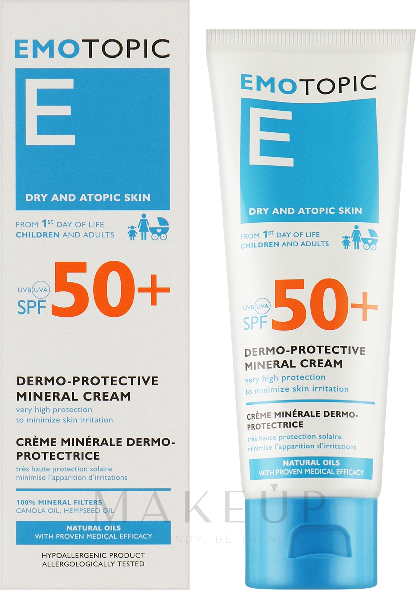 Sonnenschützende Mineral-Creme zur Minimierung von Hautirritationen für Körper und Gesicht SPF 50+ - Pharmaceris Emotopic Mineral Protection Cream SPF 50+ — Bild 75 ml
