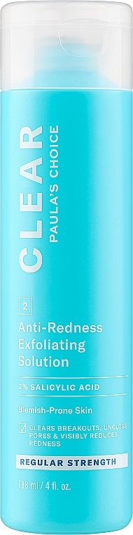 Gesichtspeeling mit 2 % Salicylsäure - Paula's Choice Clear Regular Strength Anti-Redness Exfoliating Solution  — Bild N1