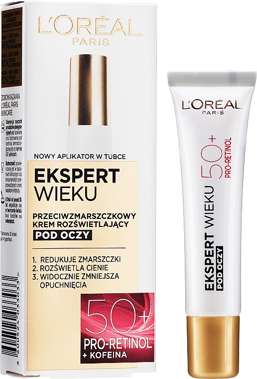 Anti-Aging-Augencreme mit Retinol und Koffein - L'Oreal Paris Expert Age 50+ Eye Cream — Bild N1